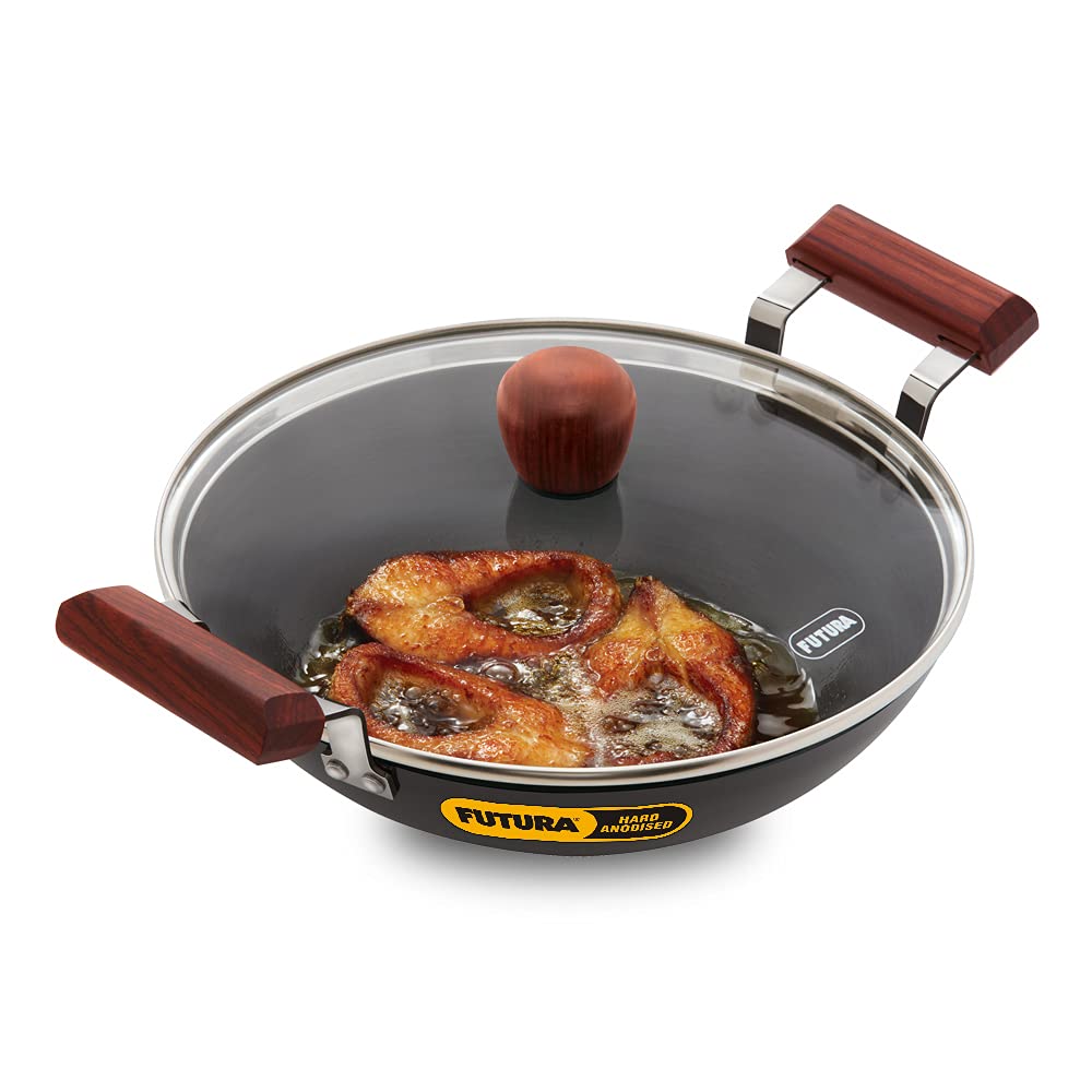 Hawkins Futura Hard Anodised Aluminium Frying Pan with Stainless Steel Lid, 30 cm Diameter