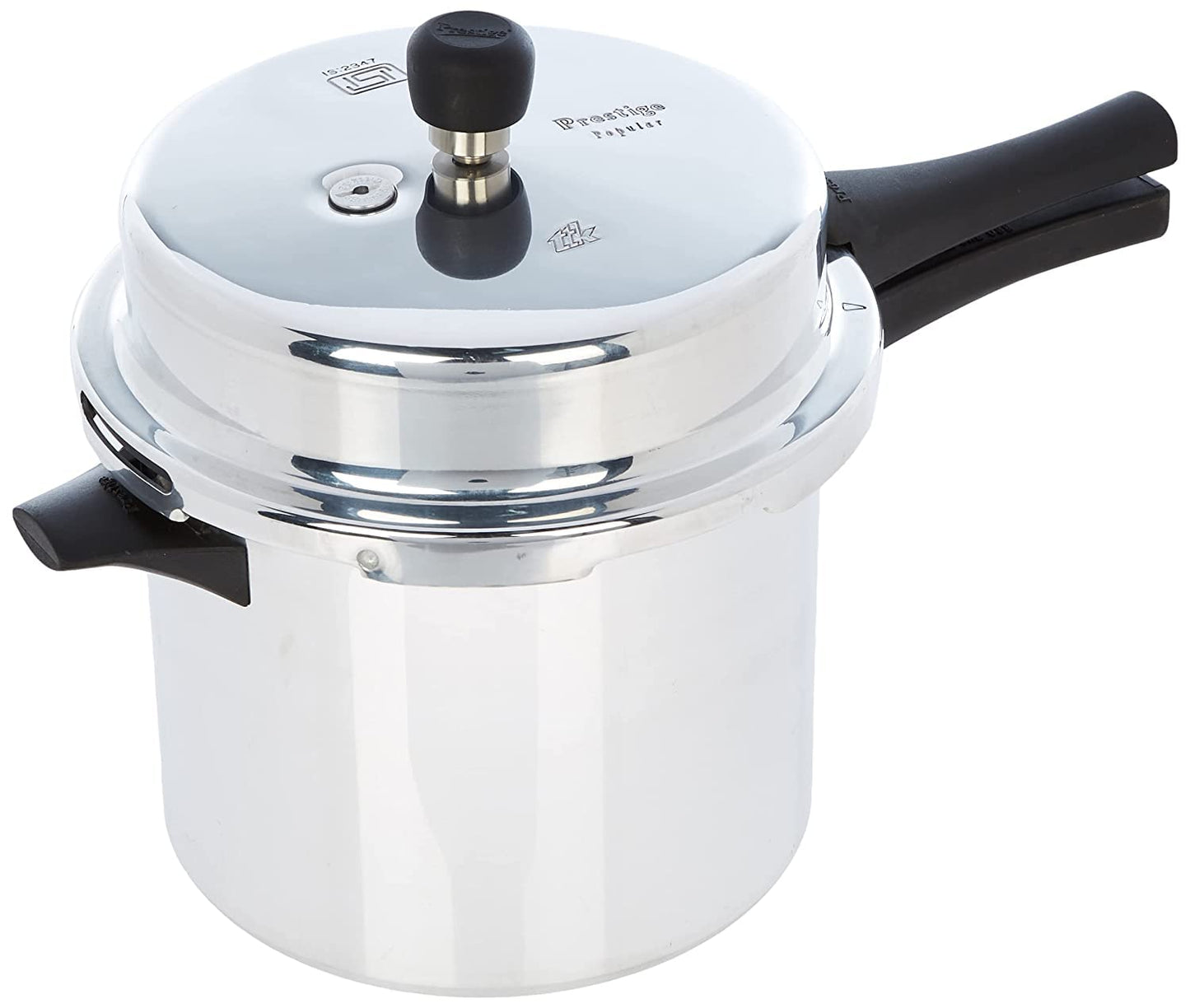 Prestige 7.5 Litres Popular Outer Lid Aluminium Pressure Cooker |Metallic Safety Plug | Gasket Release System | Silver
