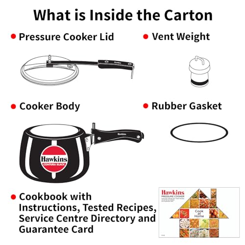 Hawkins 6.5 Litre Contura Black Pressure Cooker, Hard Anodised Inner Lid Cooker, Handi Cooker, Black (CB65)