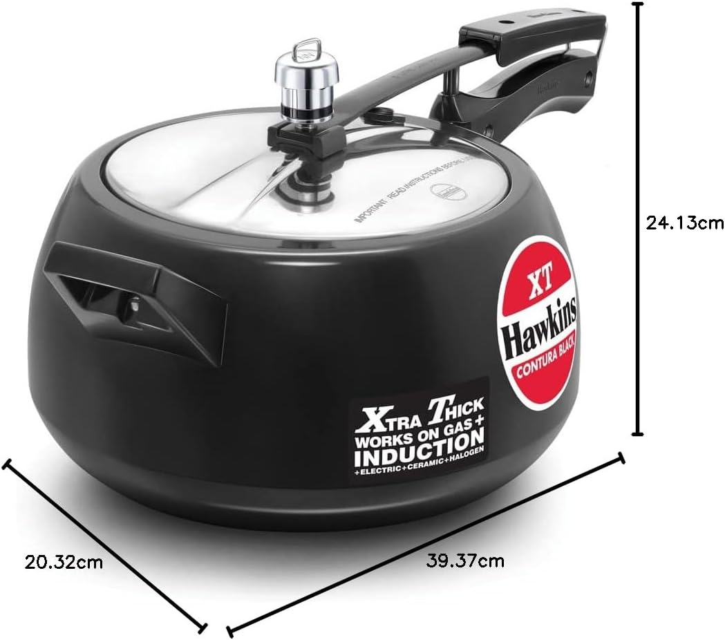 Hawkins Contura XT Pressure Cooker, Black, 5 Litre Capacity
