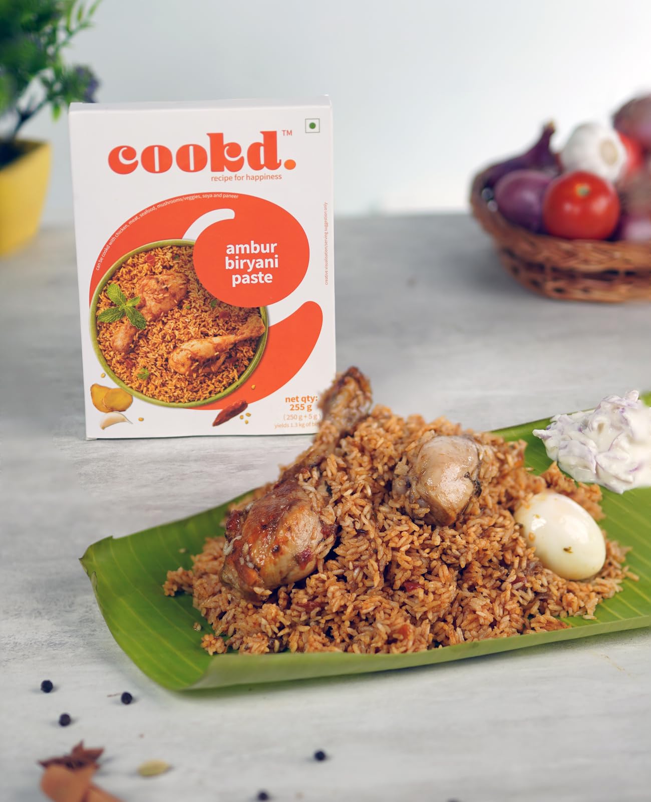 Cookd Dindigul Biryani Paste 255g (Serves 3 People) | Ready to Cook Authentic Biryani Masala Mix in 20 Minutes | Biryani Masala Paste with No Added Flavours & Preservatives (Pack of 1)
