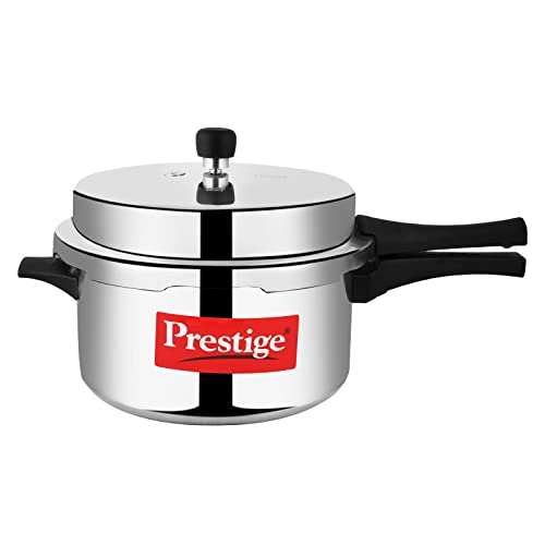 Prestige 7.5 Litres Popular Outer Lid Aluminium Pressure Cooker |Metallic Safety Plug | Gasket Release System | Silver
