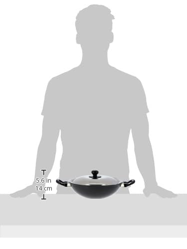 Hawkins Futura 2.5 Litre Deep Fry Pan, Non Stick Kadai with Stainless Steel Lid, Round Bottom Kadhai, Black (NK25S)
