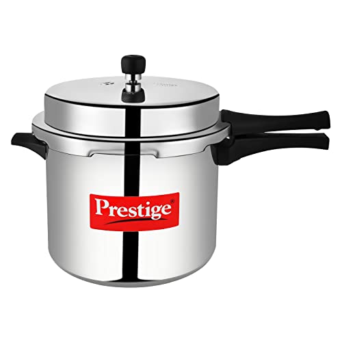 Prestige 7.5 Litres Popular Outer Lid Aluminium Pressure Cooker |Metallic Safety Plug | Gasket Release System | Silver