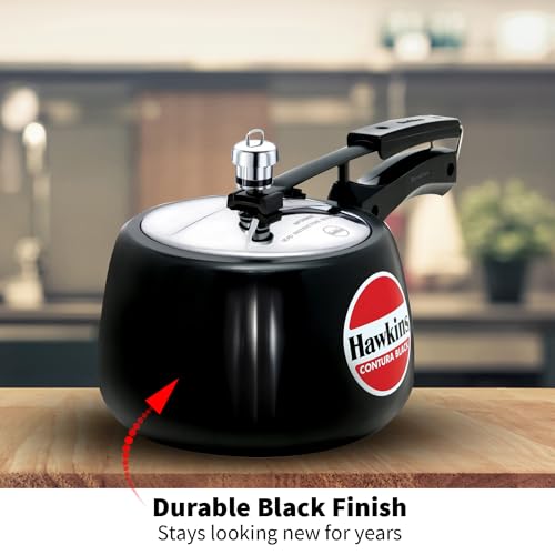 Hawkins 6.5 Litre Contura Black Pressure Cooker, Hard Anodised Inner Lid Cooker, Handi Cooker, Black (CB65)
