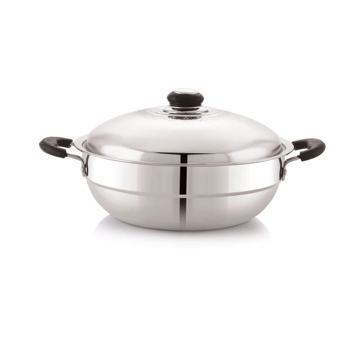 Anjali Fiesta Stainless Steel 7 in 1 Pro Multi Kadai with Lid Gift Set 4700 ml including 3 Idli Plates 1 Patra Plate and 2 Dhokla Plates Compatible with Induction Base