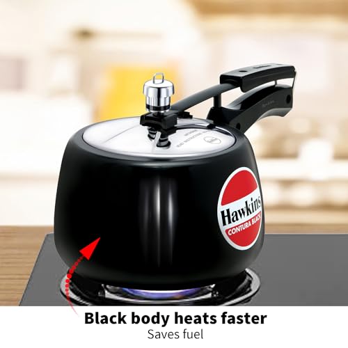 Hawkins 6.5 Litre Contura Black Pressure Cooker, Hard Anodised Inner Lid Cooker, Handi Cooker, Black (CB65)