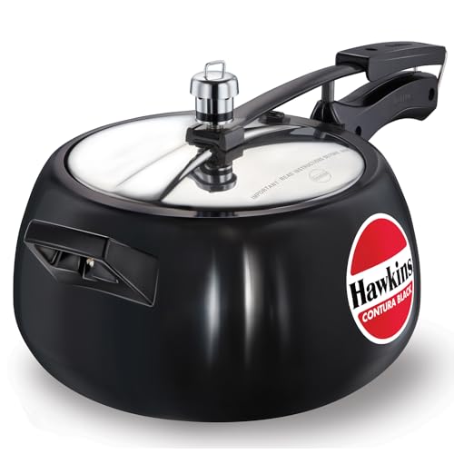 Hawkins 6.5 Litre Contura Black Pressure Cooker, Hard Anodised Inner Lid Cooker, Handi Cooker, Black (CB65)