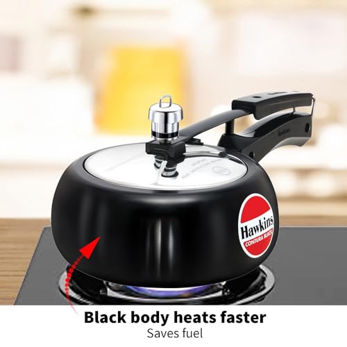 Hawkins 6.5 Litre Contura Black Pressure Cooker, Hard Anodised Inner Lid Cooker, Handi Cooker, Black (CB65)