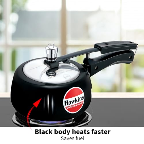 Hawkins 6.5 Litre Contura Black Pressure Cooker, Hard Anodised Inner Lid Cooker, Handi Cooker, Black (CB65)