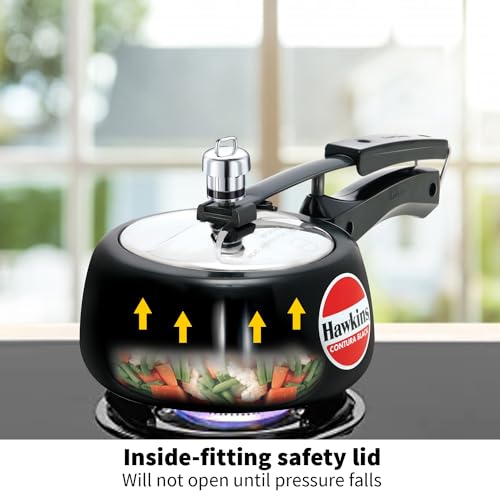 Hawkins 6.5 Litre Contura Black Pressure Cooker, Hard Anodised Inner Lid Cooker, Handi Cooker, Black (CB65)