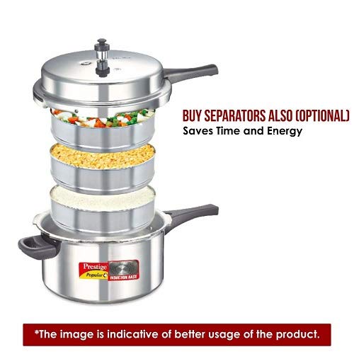 Prestige 7.5 Litres Popular Outer Lid Aluminium Pressure Cooker |Metallic Safety Plug | Gasket Release System | Silver
