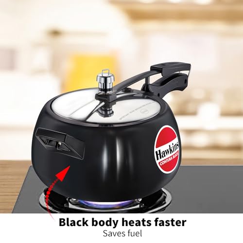 Hawkins 6.5 Litre Contura Black Pressure Cooker, Hard Anodised Inner Lid Cooker, Handi Cooker, Black (CB65)