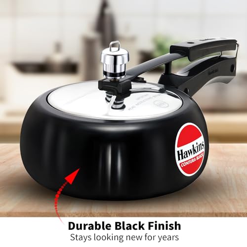 Hawkins 6.5 Litre Contura Black Pressure Cooker, Hard Anodised Inner Lid Cooker, Handi Cooker, Black (CB65)