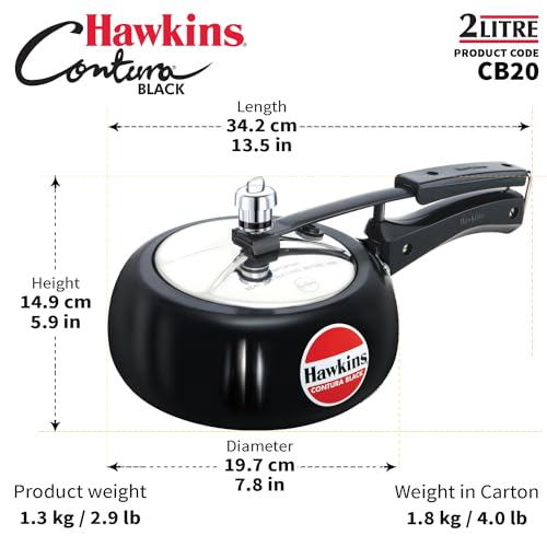 Hawkins 6.5 Litre Contura Black Pressure Cooker, Hard Anodised Inner Lid Cooker, Handi Cooker, Black (CB65)
