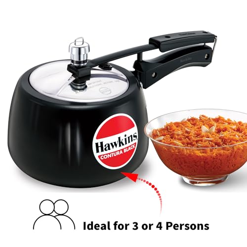 Hawkins 6.5 Litre Contura Black Pressure Cooker, Hard Anodised Inner Lid Cooker, Handi Cooker, Black (CB65)