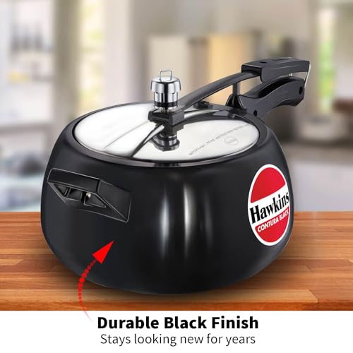 Hawkins 6.5 Litre Contura Black Pressure Cooker, Hard Anodised Inner Lid Cooker, Handi Cooker, Black (CB65)
