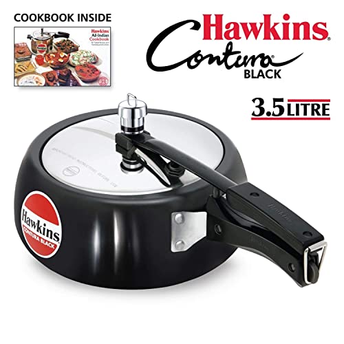 Hawkins 6.5 Litre Contura Black Pressure Cooker, Hard Anodised Inner Lid Cooker, Handi Cooker, Black (CB65)