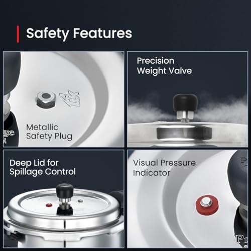 Prestige 4 Litres Svachh Deluxe Alpha Induction Base Outer Lid Stainless Steel Pressure Cooker | Deep lid controls spillage | Silver | Gasket-Release System | Straight Wall | Pressure Indicator