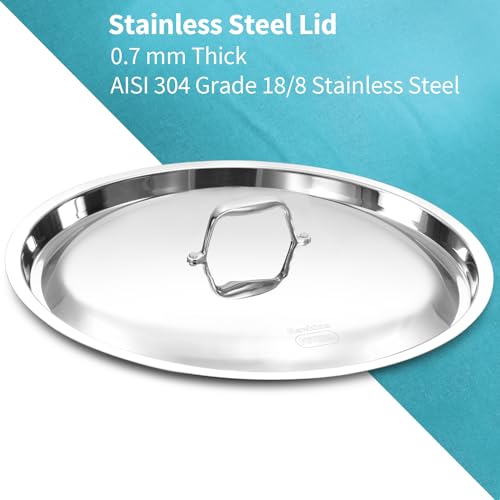 Hawkins Pro 3.5 Litre Deep-Fry Pan, Triply Stainless Steel Kadhai with Stainless Steel Handles and Stainless Steel Lid, Silver (PSK35S)