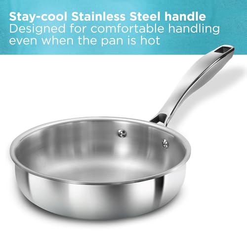 Hawkins Pro 26 cm Frying Pan, Triply Stainless Steel Fry Pan with Stainless Steel Handle and Stainless Steel Lid, Silver (PSF26S)
