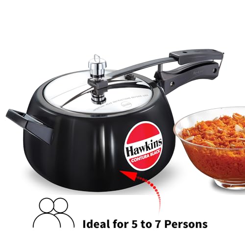Hawkins 6.5 Litre Contura Black Pressure Cooker, Hard Anodised Inner Lid Cooker, Handi Cooker, Black (CB65)