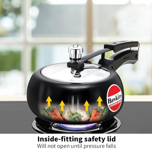 Hawkins 6.5 Litre Contura Black Pressure Cooker, Hard Anodised Inner Lid Cooker, Handi Cooker, Black (CB65)