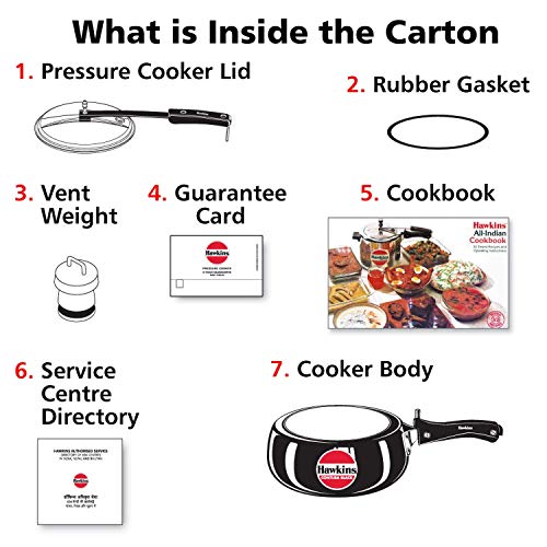 Hawkins 6.5 Litre Contura Black Pressure Cooker, Hard Anodised Inner Lid Cooker, Handi Cooker, Black (CB65)
