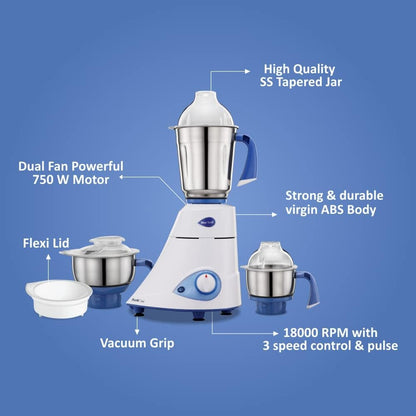 Preethi - 750 W Blue Leaf Gold Mixer Grinder