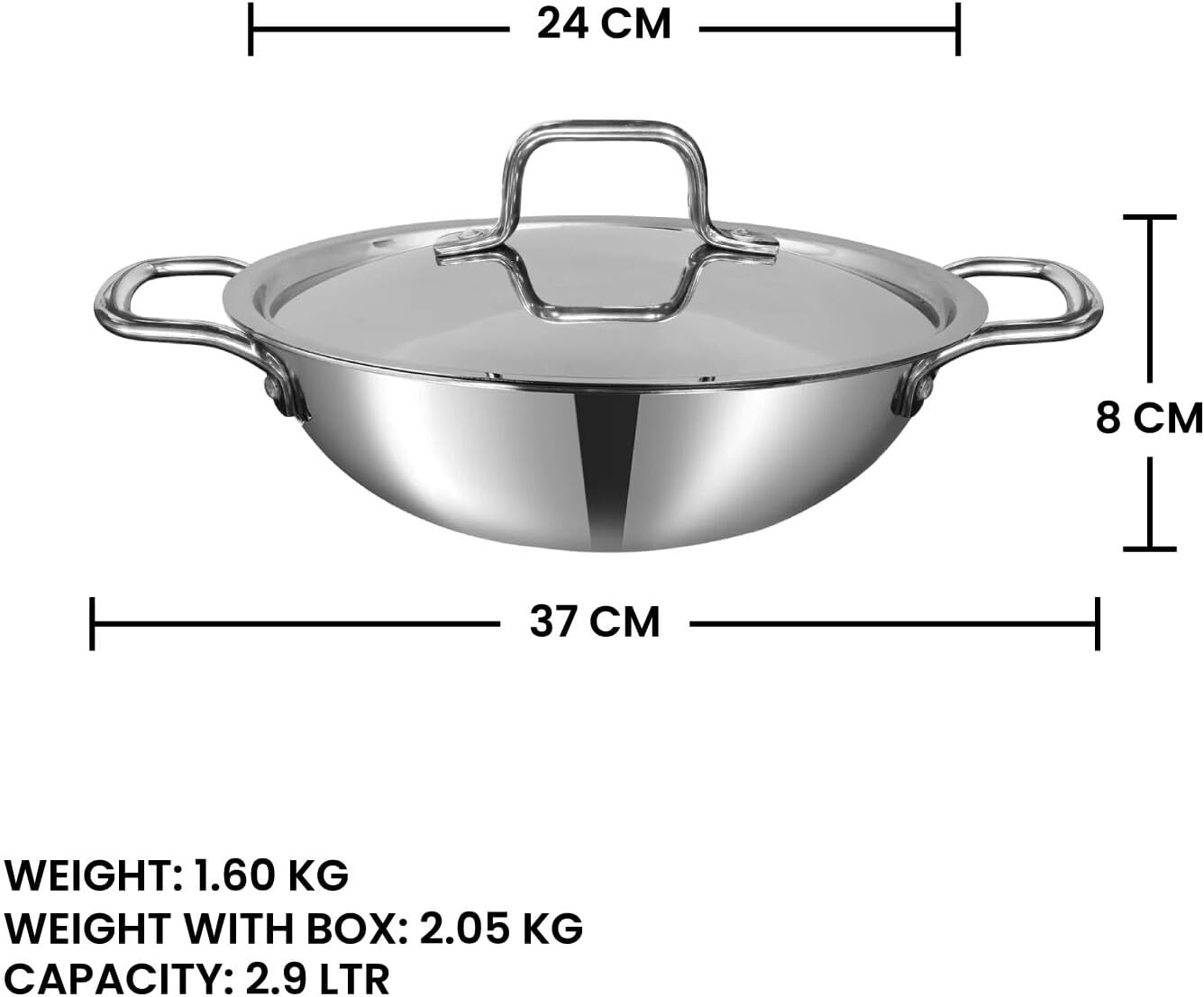 Vinod Nutri-Tech Triply Nonstick Kadahi 24cm