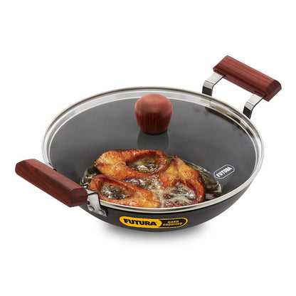 Hawkins Futura Hard Anodised Aluminium Frying Pan with Stainless Steel Lid, 30 cm Diameter