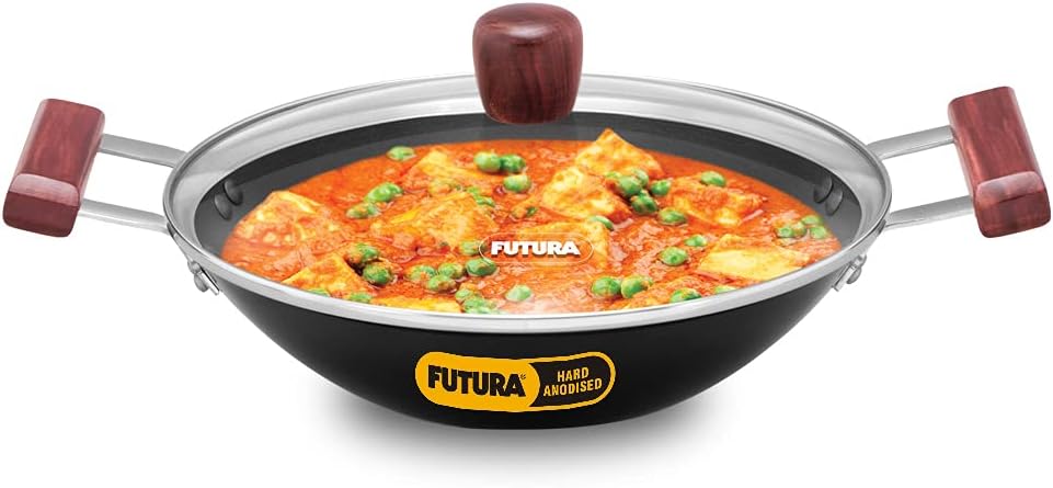 Hawkins Futura Hard Anodised Deep Fry Pan with Glass Lid, 2 Litre Capacity