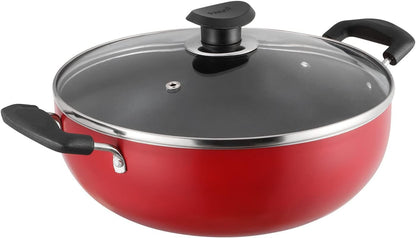 Vinod Non Stick Deep Kadai Induction with Glass Lid 5.5ltrs 28cm