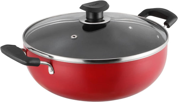 Vinod Non Stick Deep Kadai Induction with Glass Lid 5.5ltrs 28cm
