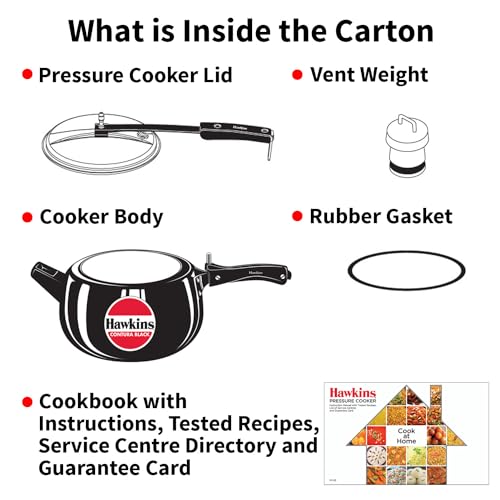Hawkins 6.5 Litre Contura Black Pressure Cooker, Hard Anodised Inner Lid Cooker, Handi Cooker, Black (CB65)