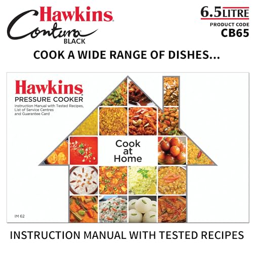 Hawkins 6.5 Litre Contura Black Pressure Cooker, Hard Anodised Inner Lid Cooker, Handi Cooker, Black (CB65)