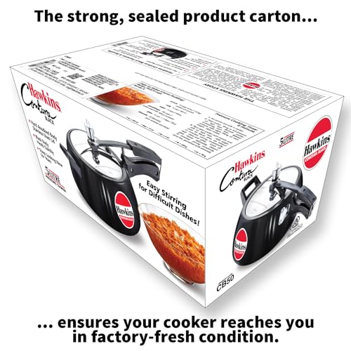 Hawkins 6.5 Litre Contura Black Pressure Cooker, Hard Anodised Inner Lid Cooker, Handi Cooker, Black (CB65)