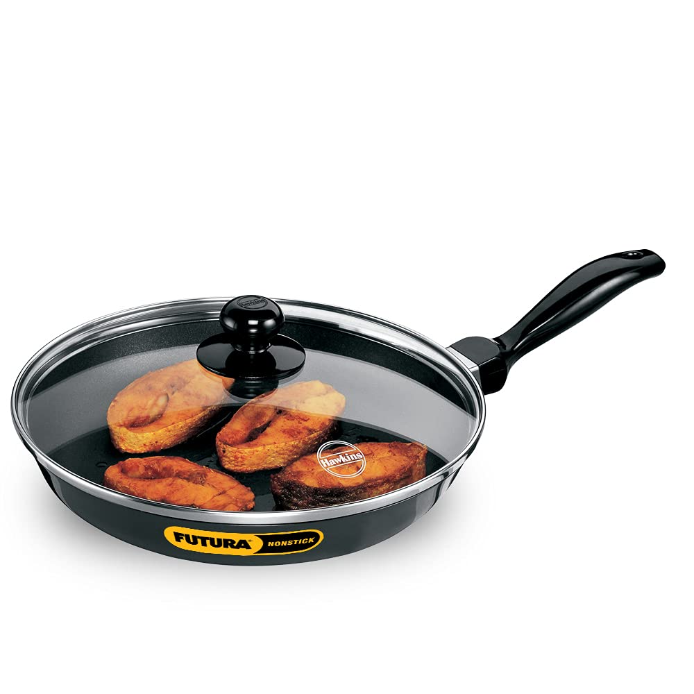 Hawkins Futura Non-Stick Frying Pan with Stainless Steel Lid, 26 cm Diameter, Black