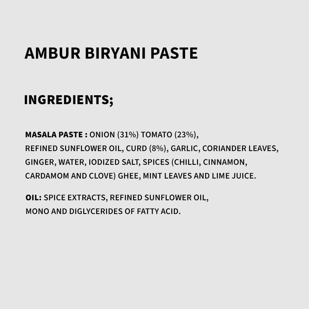 Cookd Ambur Biryani Paste 255g (Serves 3 People) | Ready to Cook Authentic Paste & Seasoning Oil | Zero Added Preservatives & Flavours | Enjoy with Chicken Biryani (Pack of 1)
