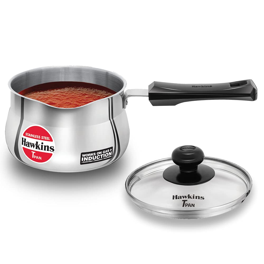 Hawkins Futura Steel Tea Pan with Glass Lid, 1.5 Litre Capactiy