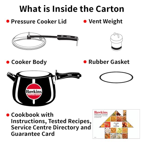 Hawkins 6.5 Litre Contura Black Pressure Cooker, Hard Anodised Inner Lid Cooker, Handi Cooker, Black (CB65)