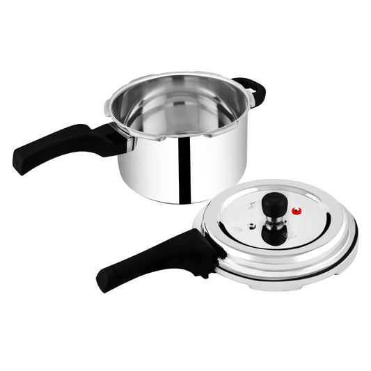 Prestige 4 Litres Svachh Deluxe Alpha Induction Base Outer Lid Stainless Steel Pressure Cooker | Deep lid controls spillage | Silver | Gasket-Release System | Straight Wall | Pressure Indicator