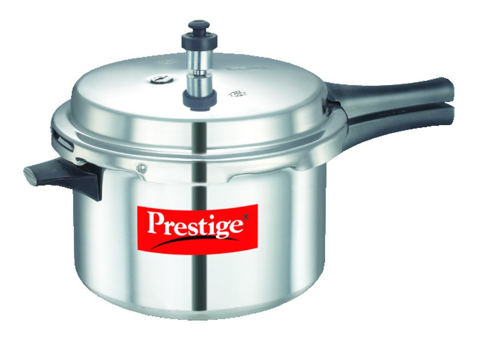 Prestige 7.5 Litres Popular Outer Lid Aluminium Pressure Cooker |Metallic Safety Plug | Gasket Release System | Silver