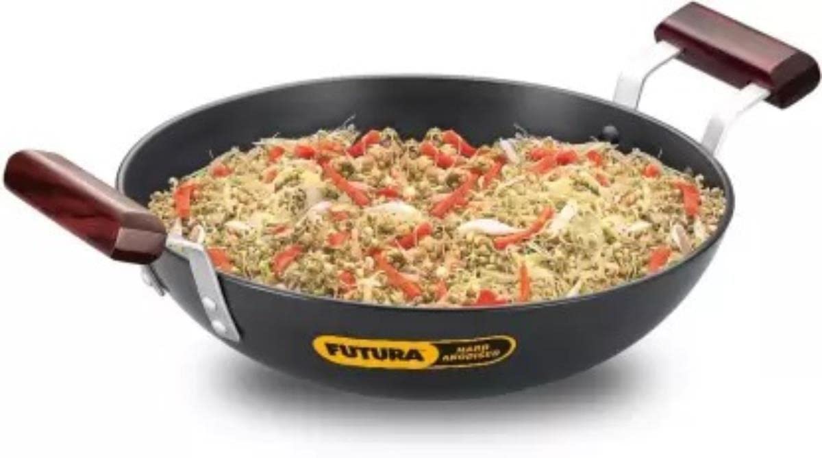 Hawkins Futura Hard Anodised Deep Fry Pan with Glass Lid, 2 Litre Capacity