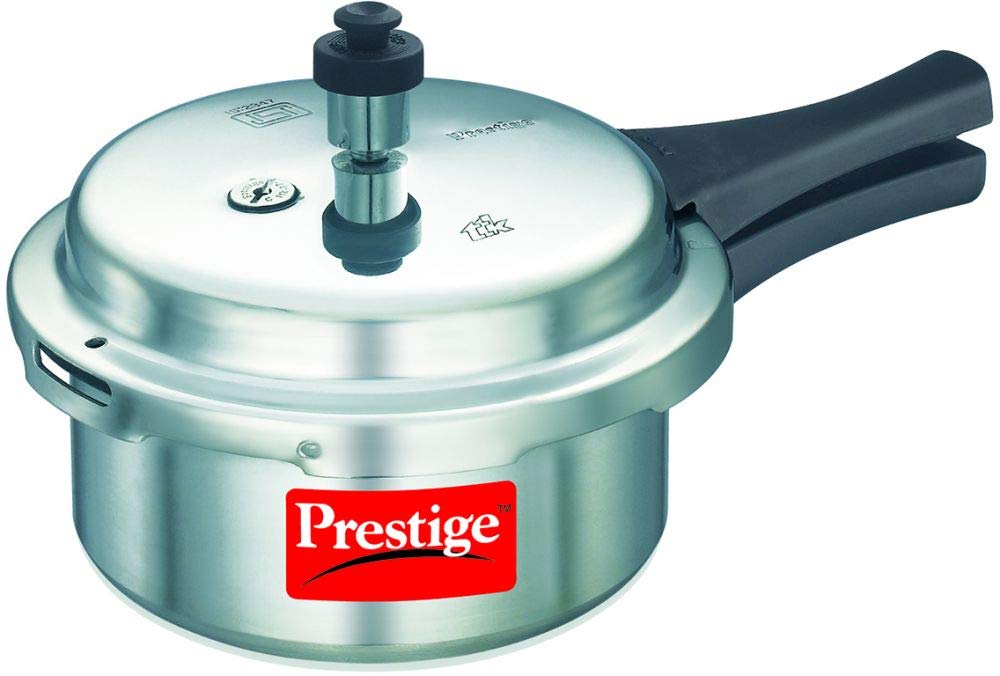Prestige 7.5 Litres Popular Outer Lid Aluminium Pressure Cooker |Metallic Safety Plug | Gasket Release System | Silver