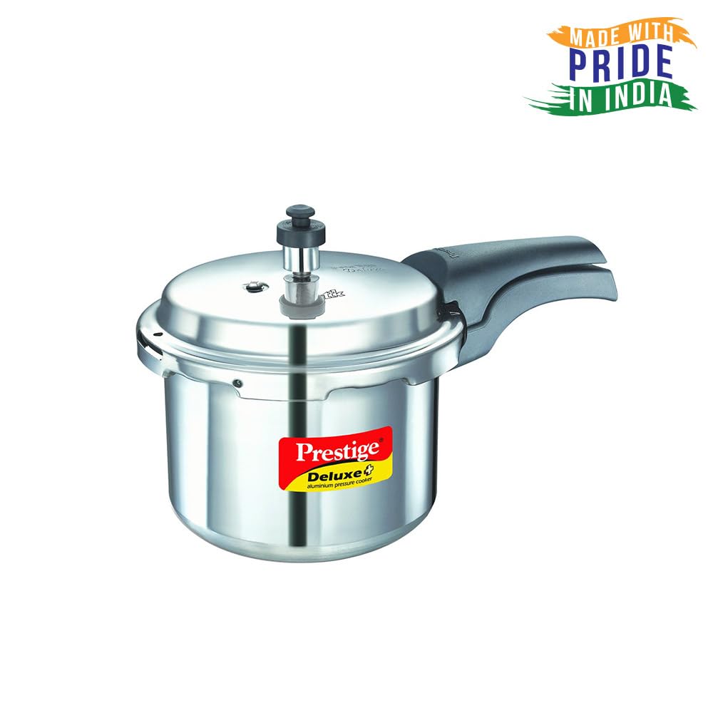 Prestige Deluxe Plus Induction Base Aluminium Outer Lid Pressure Cooker, 3 Litres, Silver