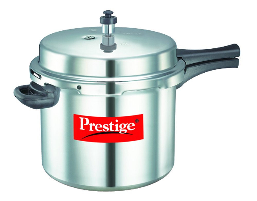 Prestige 7.5 Litres Popular Outer Lid Aluminium Pressure Cooker |Metallic Safety Plug | Gasket Release System | Silver