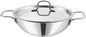 Vinod Triply Stainless Steel Cookware Kadai with Stainless Steel Handled lid Wok for Stir Fry Cooking (Diameter 18 cm)