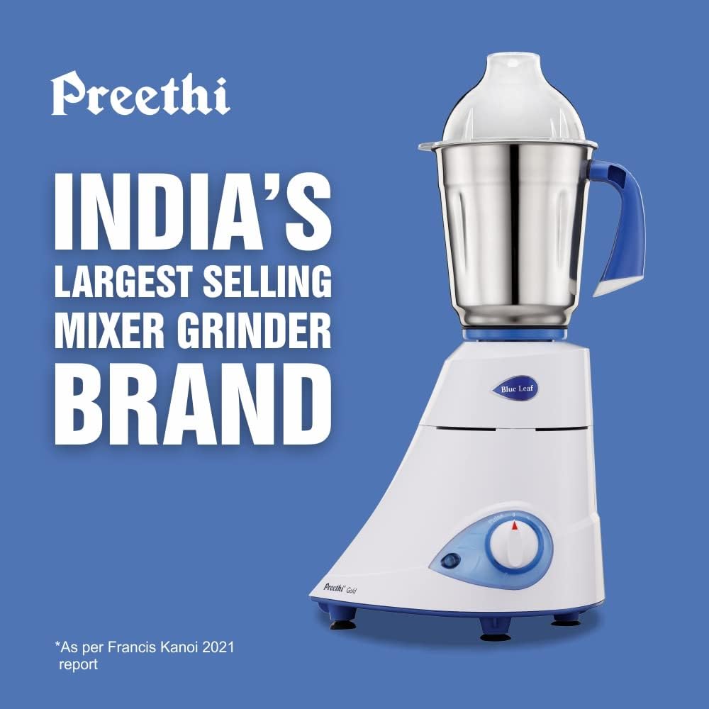Preethi - 750 W Blue Leaf Gold Mixer Grinder