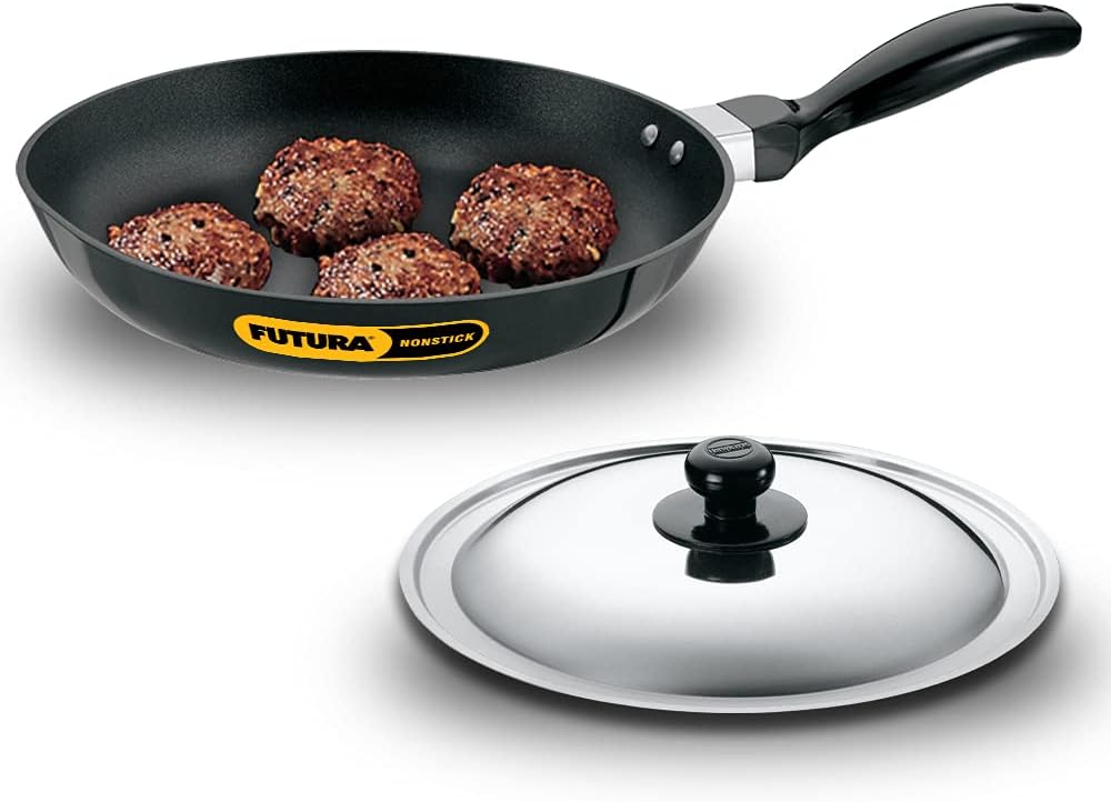 Hawkins Futura Non-Stick Frying Pan with Stainless Steel Lid, 26 cm Diameter, Black